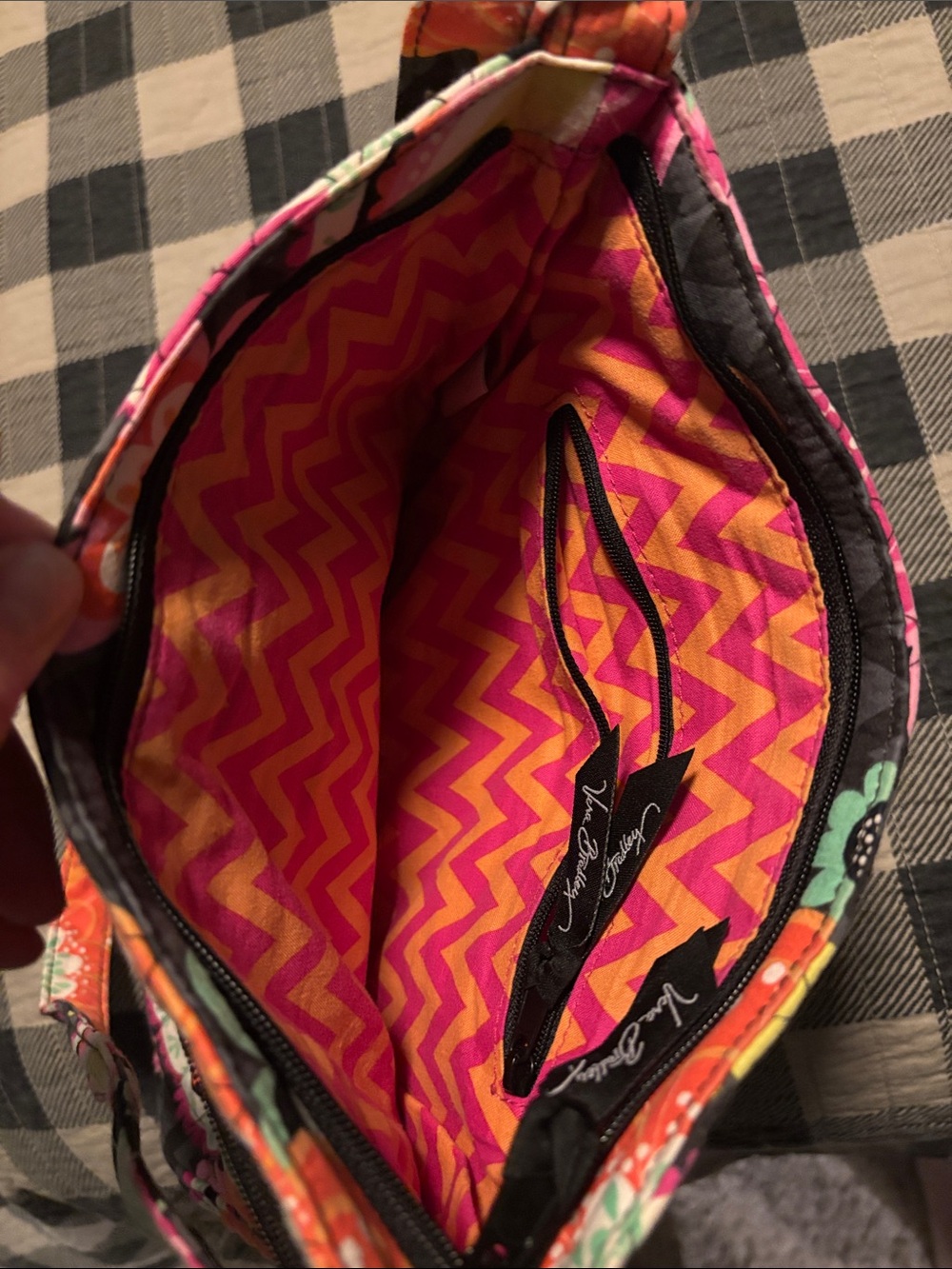 Vera Bradley Quilted Crossbody in Black with Orange, Pink & Green Paisley - Picture 3 of 3